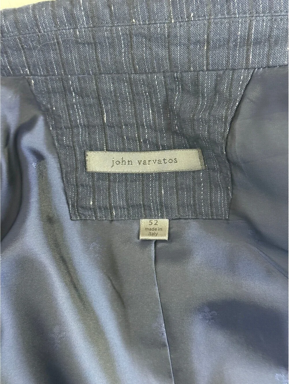 John Varvatos Sport Coat + Vest 52 US 42 Navy Stripe Linen Blend Blazer